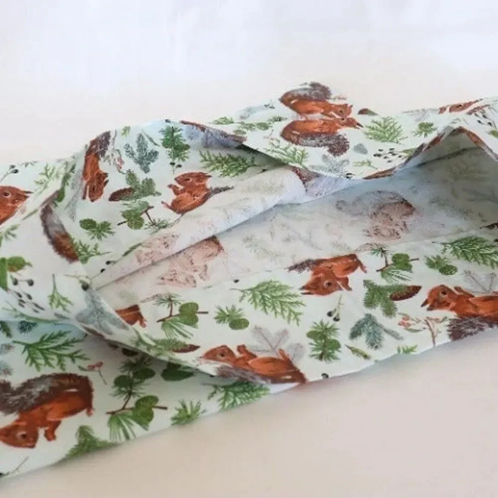 handmade pillowcase Squirrel & Pinecones Novelty 100% Cotton Fabric 32